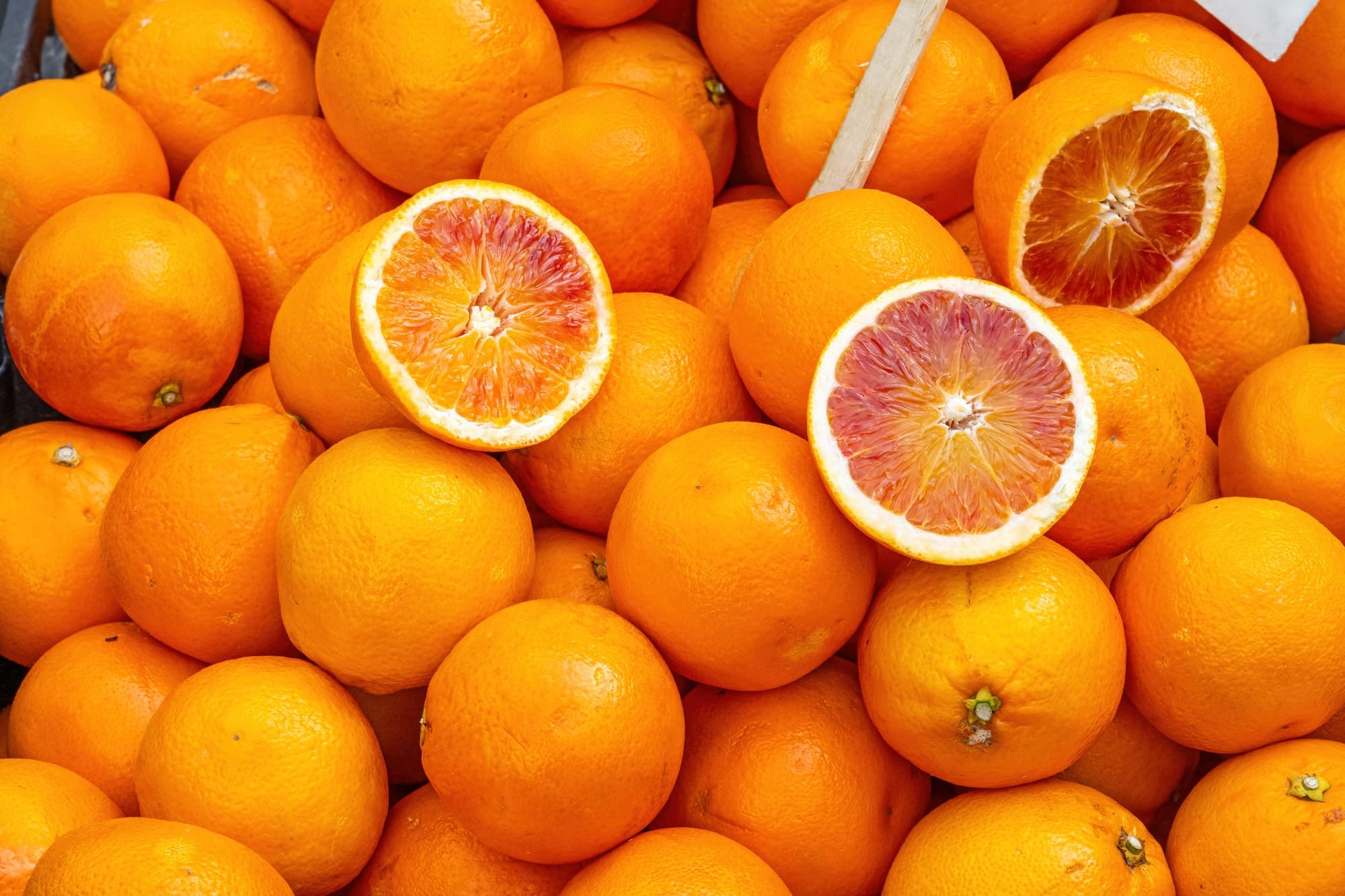 A pile of blood oranges